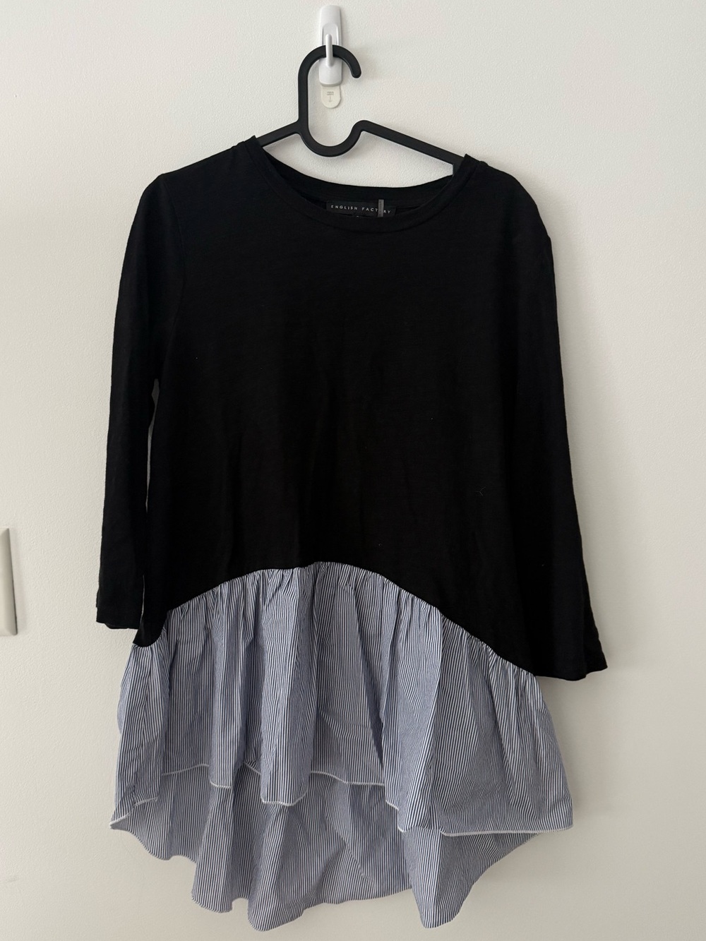 English Factory Mixed Media Long Sleeve Peplum Top/Dress
